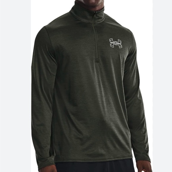 🟢 NWT Under Armour Men’s Quarter-Zip Pullover – Olive Green – Size Large - Picture 1 of 4
